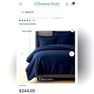 Navy Blue Queen Duvet Cover with Shams